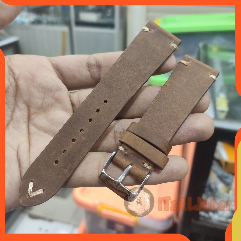 Tali jam tangan Kulit asli Leather strap 20mm 22mm Zorro Coklat