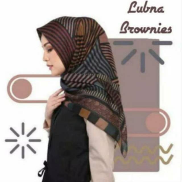 Hijab Segi Empat Motif Deenay KW Lubna Brownies