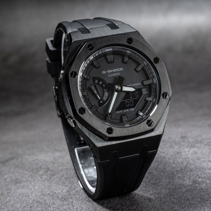 Jam Tangan Gshock GA2100 Fullblack Original Custom Case