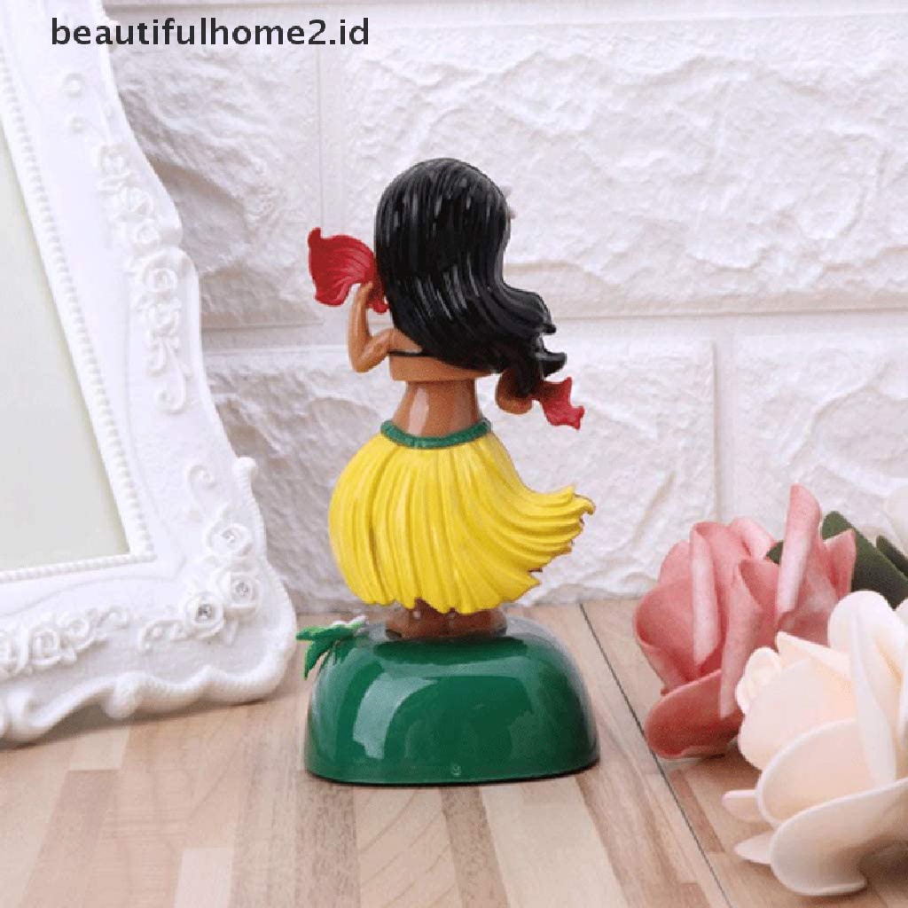 [beautifulhome2.id] Car Decor Dancing Doll Solar Power Toy Hawaiian Hula Girl Shaking Head Ornament ID