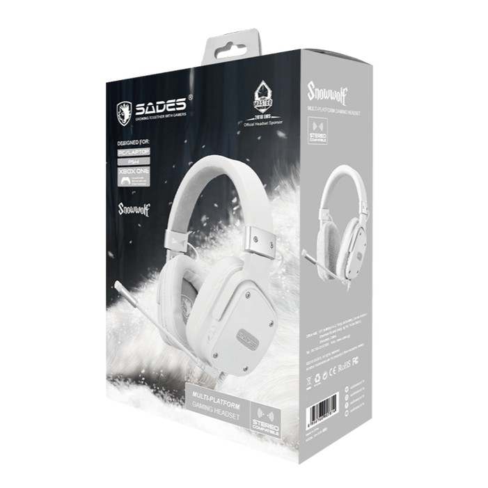 SADES HEADSET GAMING SNOWWOLF