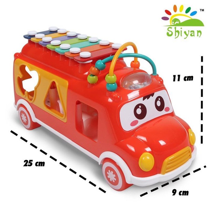 mainan edukasi anak balita bentuk mini bus de - Merah