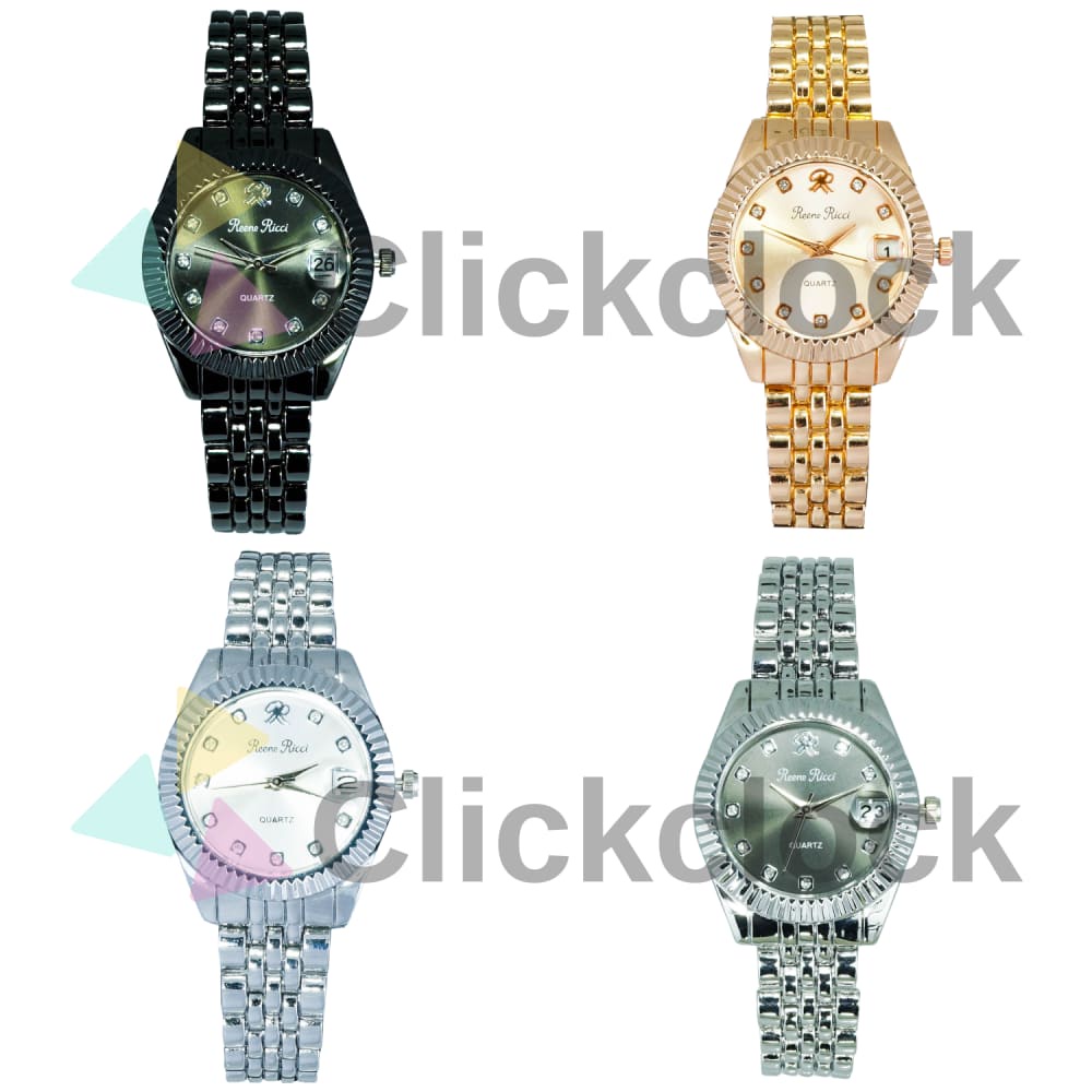 Jam Tangan Analog Wanita Permata Stainless Tanggal RR RK-01 Watch Murah