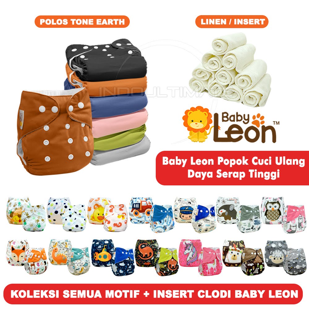 Clodi Popok Cuci Ulang Motif + FREE INSERT BY-82 / BY-830 / BY-831 Cloth diaper Popok Kain Cuci Ulang Bayi