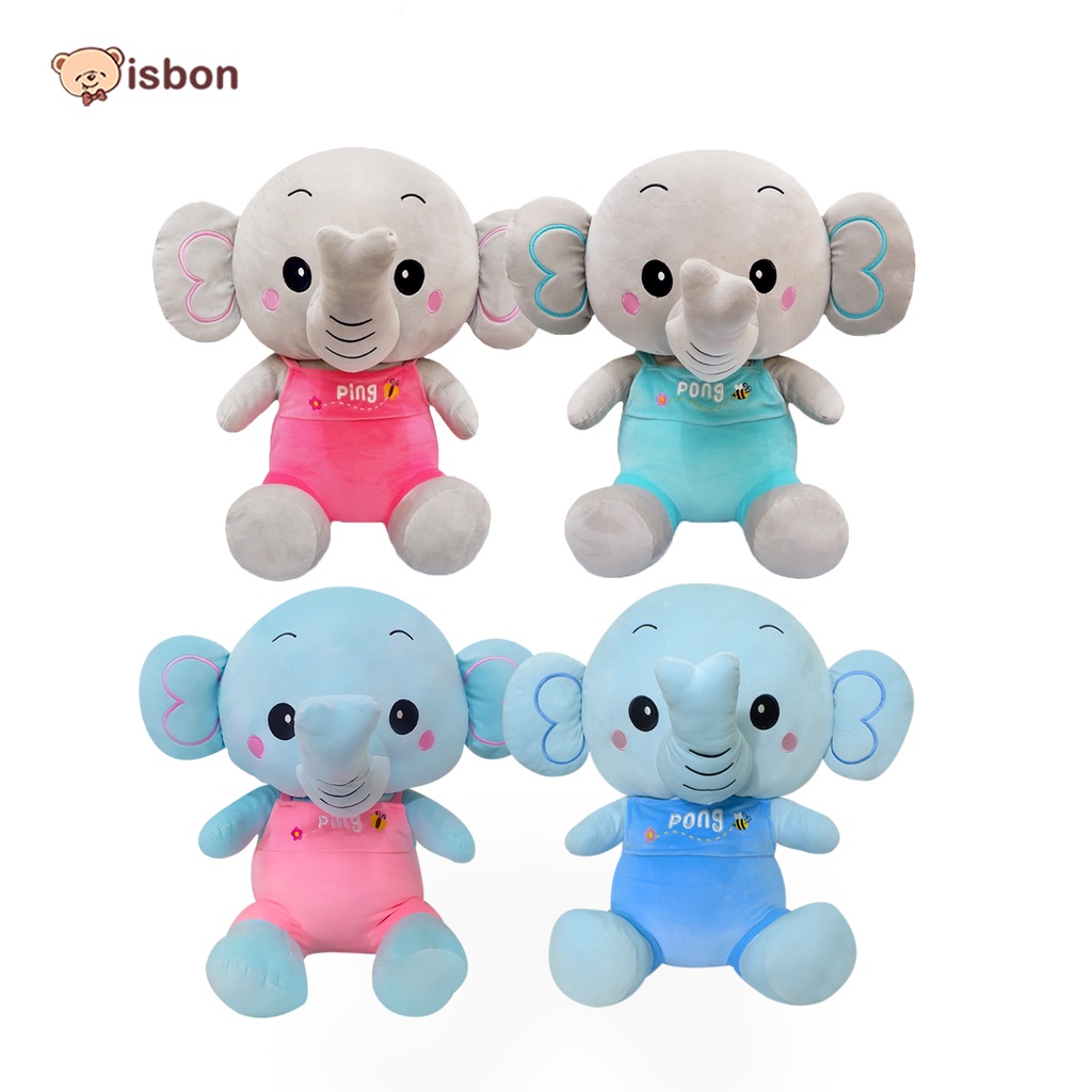 Boneka Gajah Grey Pink Blue Elephant SIT PING PONG With Baju Overoll Lucu Cocock Untuk Hadiah Bahan Halus By ISTANA BONEKA