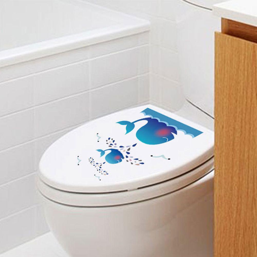 [Elegan] Stiker Toilet Semprotan Lucu Motif Ikan Paus Removable Kartun Stiker Kulkas