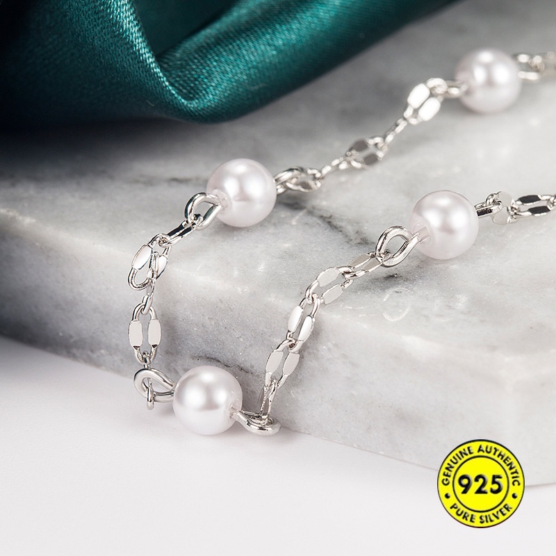 Kalung Mutiara Bahan S925 Silver Tahan Air Untuk Wanita