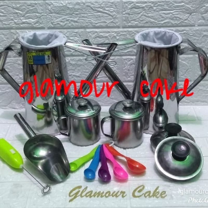 

teko thai tea set super kumplit 1 hand mixer+serokan es+sendok takar