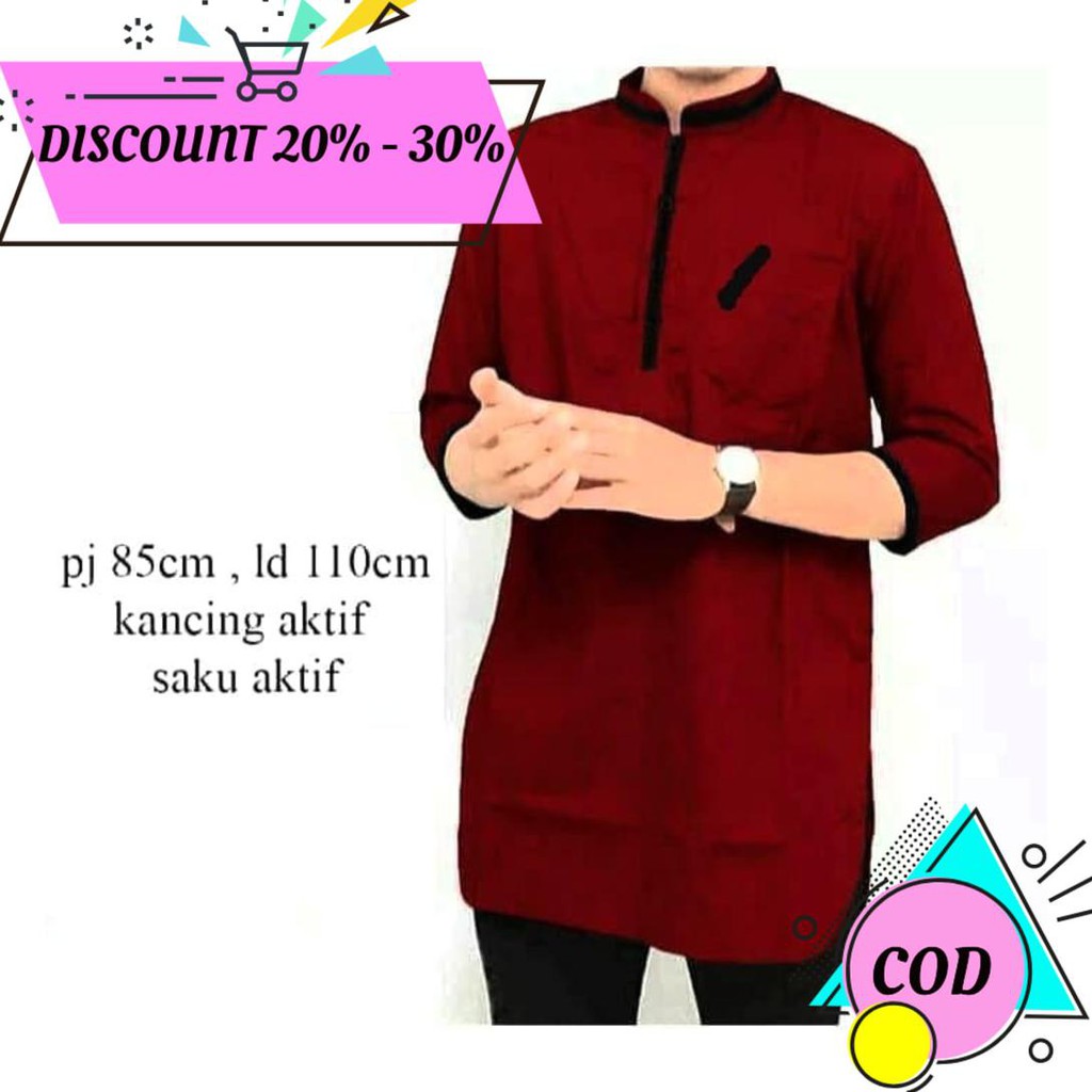 (BAYAR DITEMPAT) BAJU KOKO PRIA MUSLIM DEWASA PRABU KC43 AA853