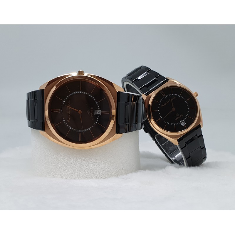 Alexandre Christie Ac8550 Rosegold Black, Kaca Saphire, (Bisa Beli Satuan),Original