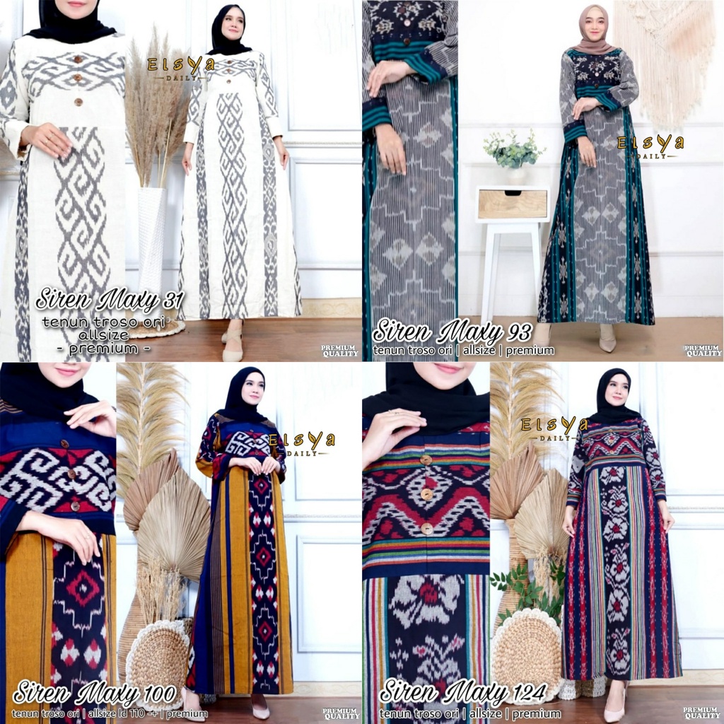 [Premium] Gamis Tenun Troso Siren Maxy Baju Kantoran Kondangan Wanita Casual Formal Bahan Original J