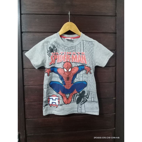 Marvel brand kaos anak Spiderman usia 7-8 tahun 1035. second branded pakaian anak.