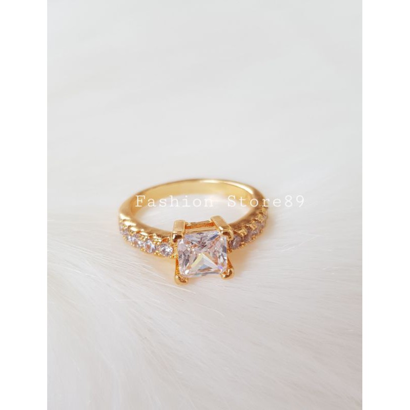 Cincin fashion full permata xuping lapis emas 18k import