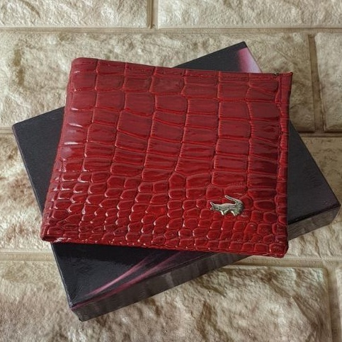 Dompet Pria Kulit Sintetis Murah Buaya Maroon