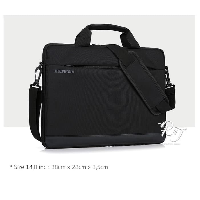 Tas Laptop 14inch  SoftCase  Sarung  Slempang Huiphone Waterproof - Black