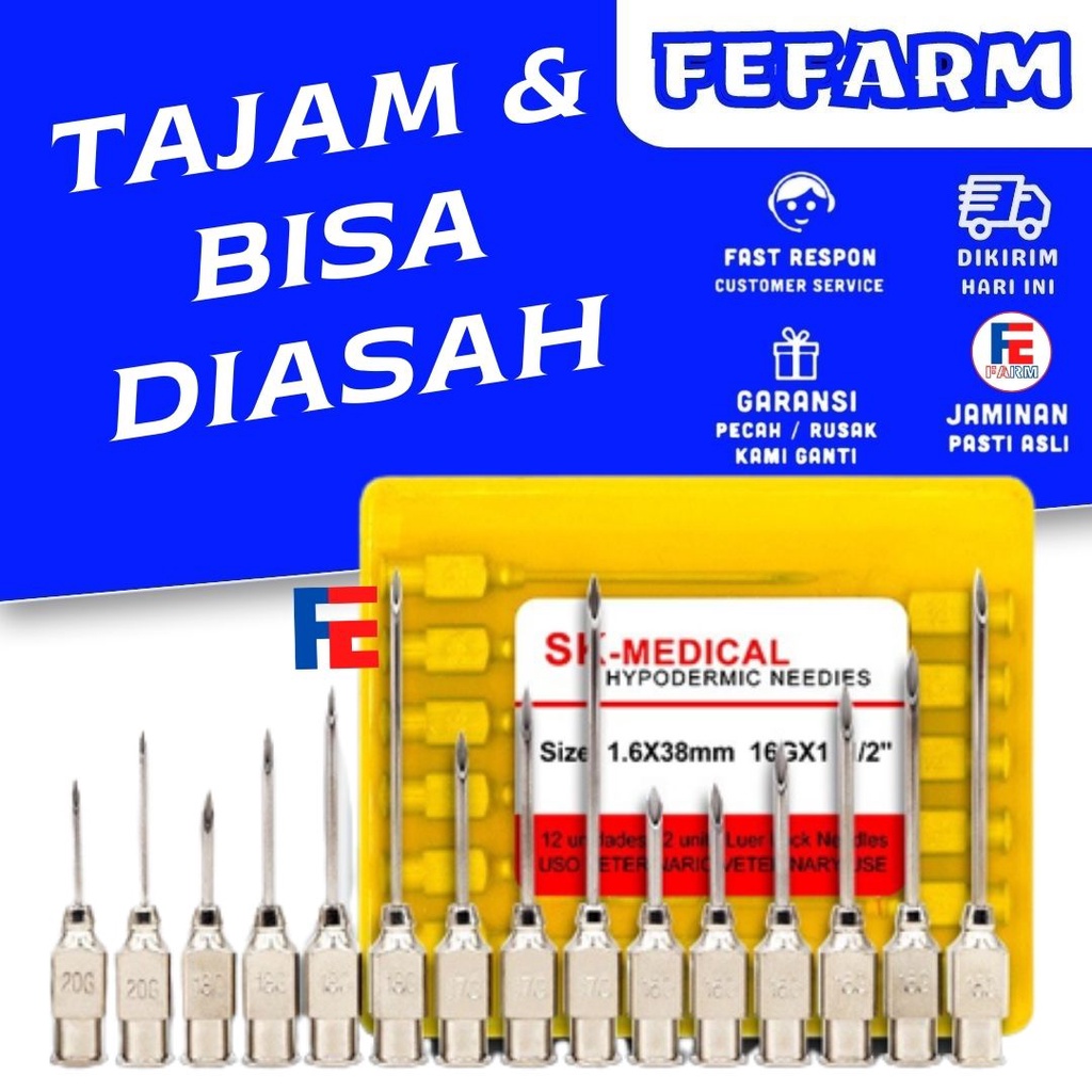 Jarum Suntik Hewan Ternak Ayam Kambing Domba Sapi Kuda SUNTIKAN Jarum Kecil Besar Spuit Jarum Suntik Harga Per Pcs FEFARM