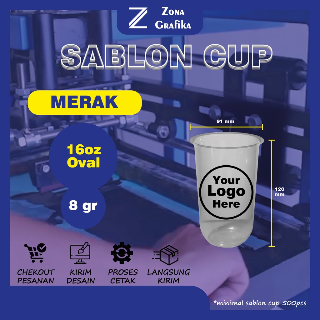 Sablon Cup Merak 16 oz Oval