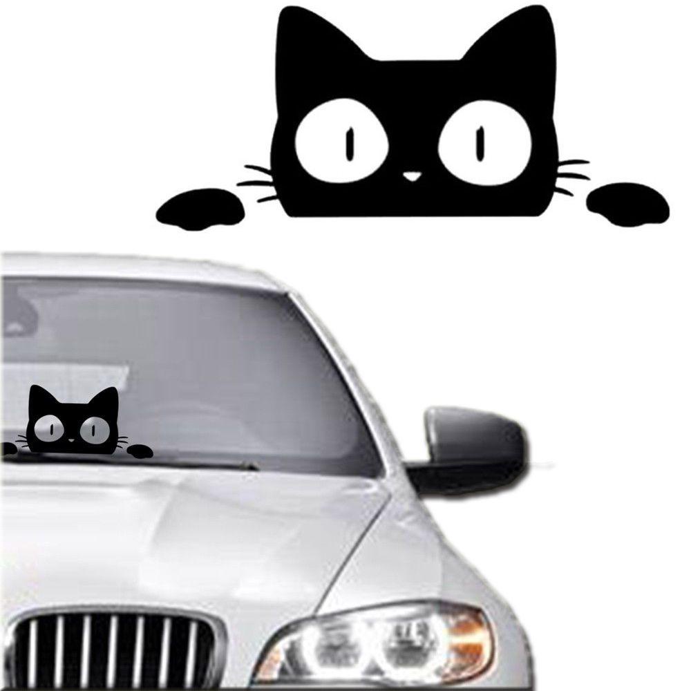 Top Stiker Mobil 14CM * 6.2CM Dekorasi Styling Mobil Kucing Kejutan Mengintip