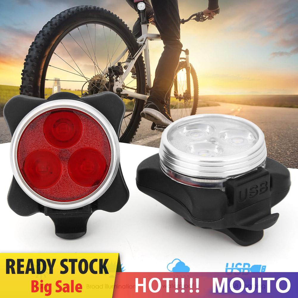 Set Lampu Depan + Belakang Sepeda Gunung Mtb Led Charge Usb