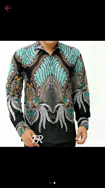 Kemeja Batik Pria Lengan Panjang Size M L Xl Xxl  Bswart Batik Hrb026 Kenongo Hem Panjang Padi