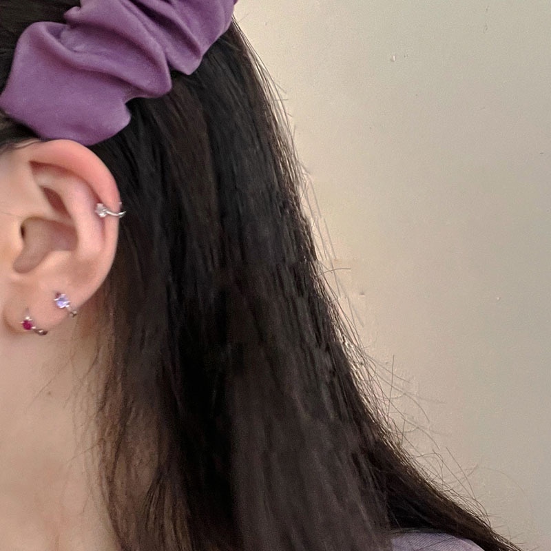 Anting Tusuk Bentuk Lingkaran Aksen Zircon Warna-Warni Untuk Wanita