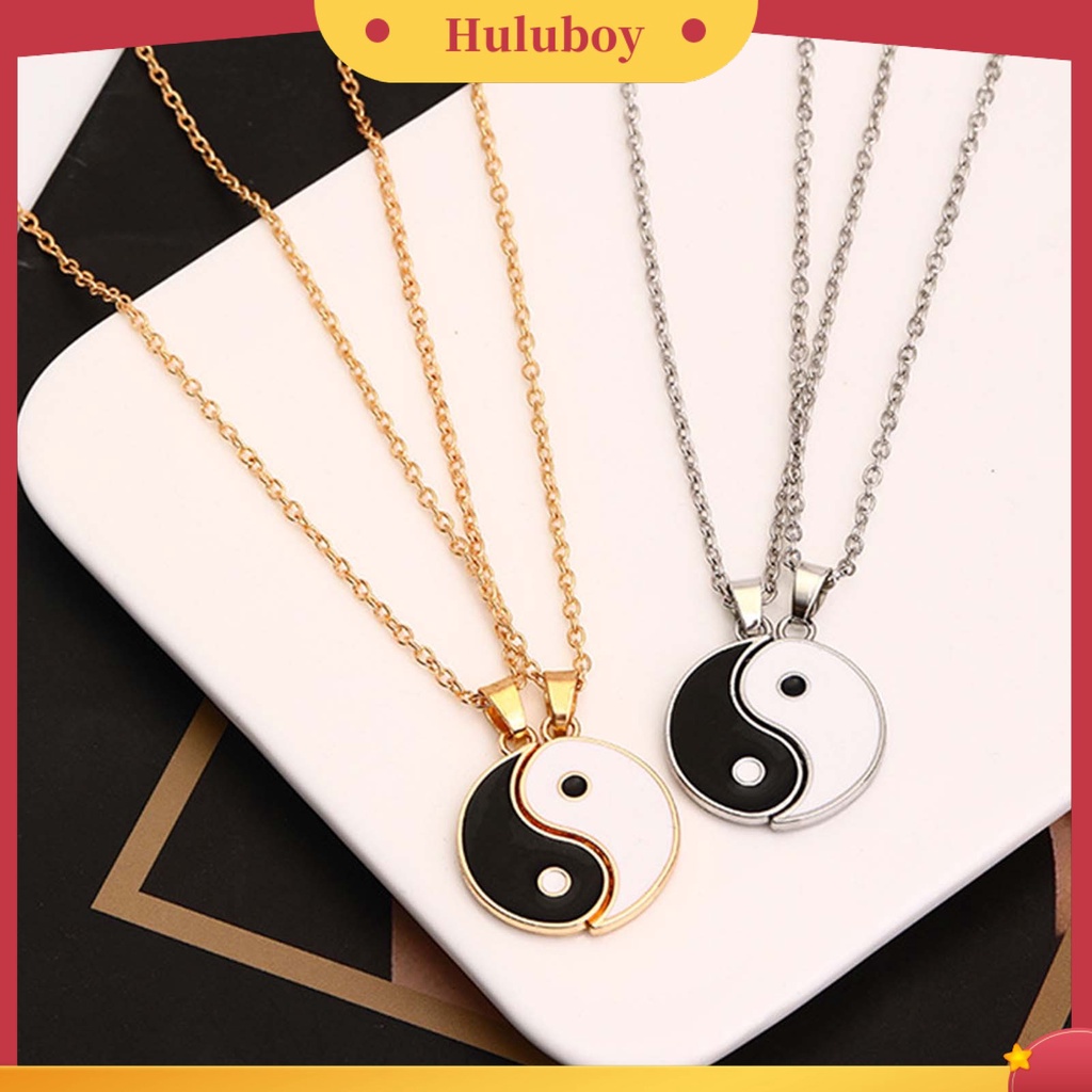 Hu Hu Hu Hu Hu Alat Bantu Pasang Kacamata♡ 2pcs / Set Kalung Rantai Liontin Tai Chi Bahan Stainless Steel Untuk Hadiah Pasangan