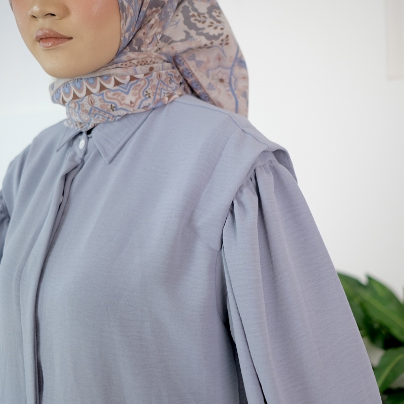 BLOUSE CRINKLE WANITA ATASAN BAJU WANITA BLOUSE ALENA CRINKLE GREY