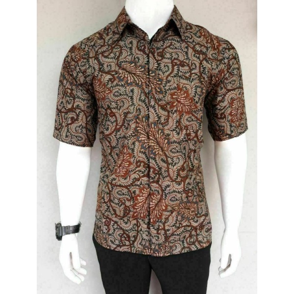 BAJU BATIK PRIA DISTRO MOTIF DAUN KERING