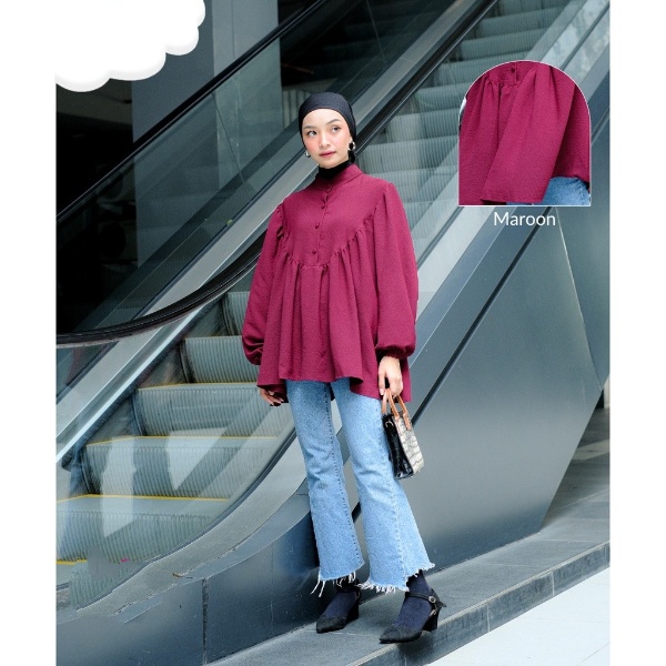 BEFAST - ZRX OOTD Blouse ALEVA / Zilva Blouse / Pakaian Wanita Muslimah / Atasan Lengan Karet Panjang / Blouse Keluaran terbaru / Fashion Wanita Casual / Blouse Jumbo Polos / Termurah / Outfit Wanita Hijab Kekinian / Terlaris