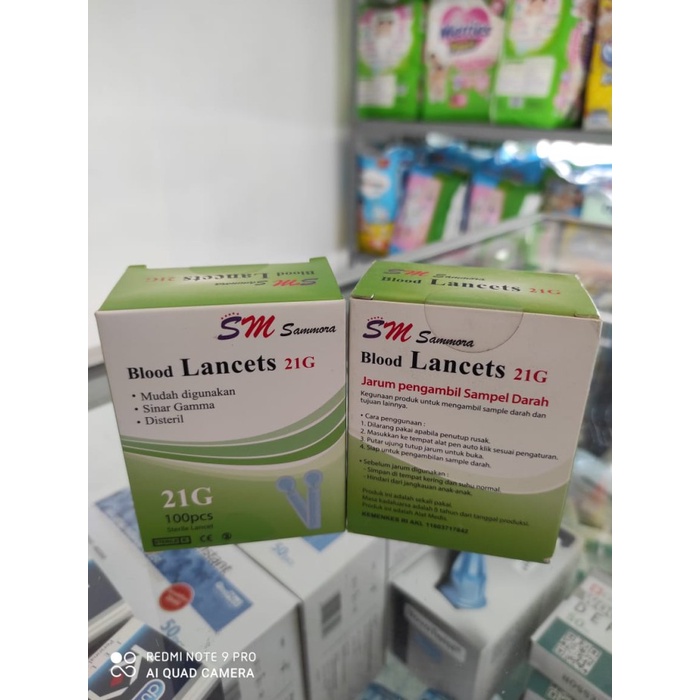 Blood Lancet 21G Sammora Isi 100 Jarum Bekam Samora 21G Ori