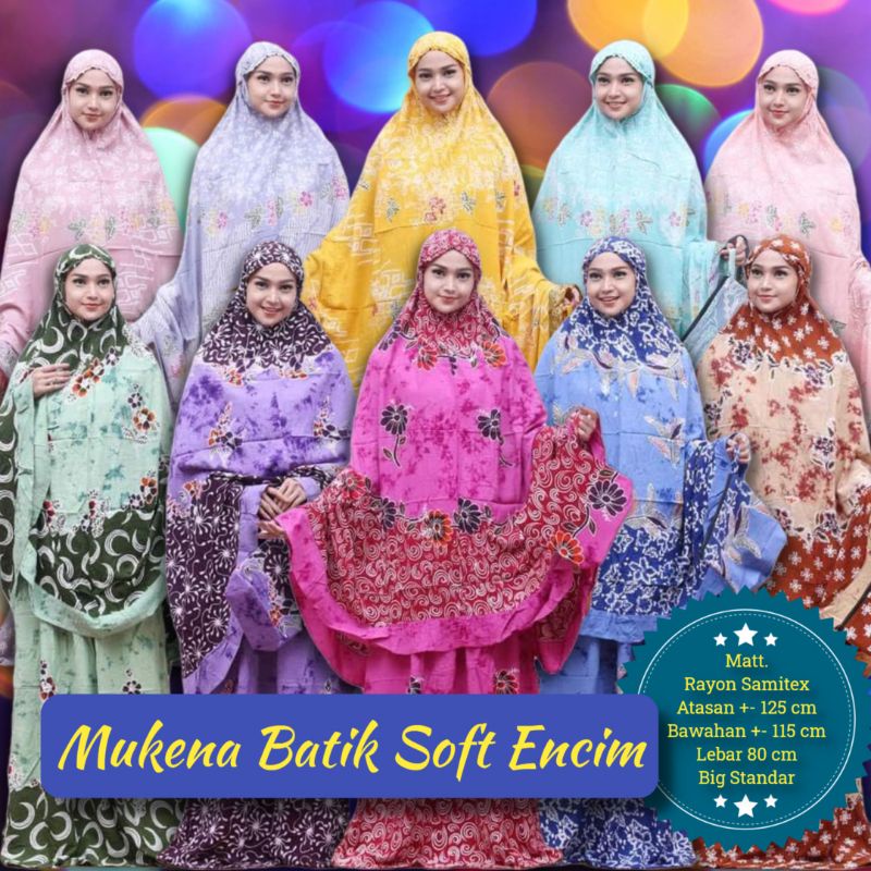 Mukena Dewasa 2 in 1 Traveling Mini Pouch Rayon Super Jumbo Batik Asli Cap Motif Bunga