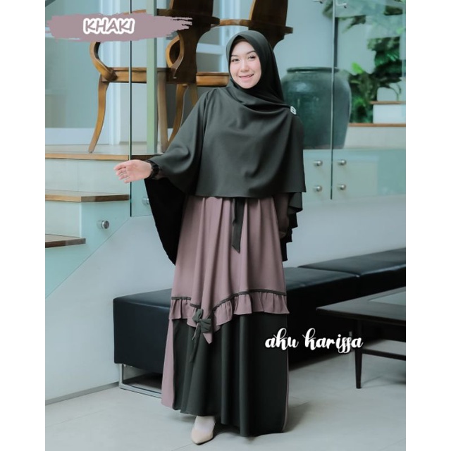 READY YUNISA SET SYAR'I AKU KARISSA ORI//GAMIS BEST SELLER WARNA BARU-Khaki