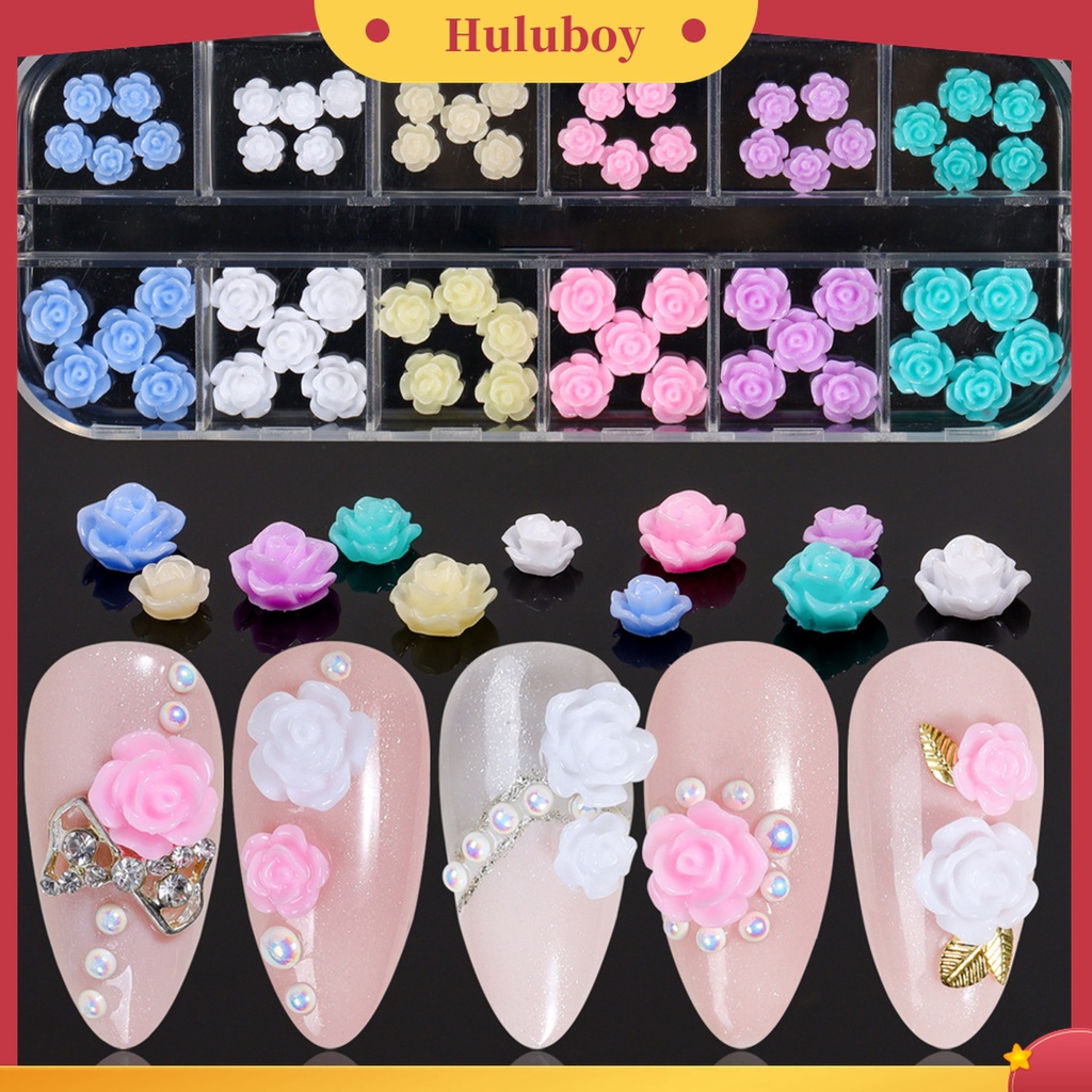 Huluboy Huluboy♡ Berlian Imitasi Bentuk Bunga Kecil Warna Putih Untuk Dekorasi Nail Art