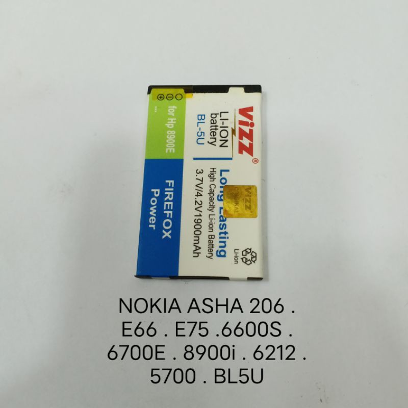 Baterai Nokia Asha 206 . E66 . E75 . 6600s . 6700E . 8900i . 6212 5700 BL5U BL 5U Batre batteray