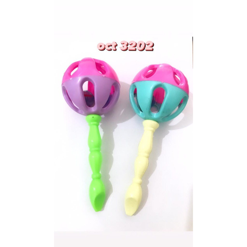 [OCT3202 / KR03]  Mainan Bayi Tongkat Bola Kerincingan Isi 1 atau 2 / Krincingan / Baby Rattle Mini Ball