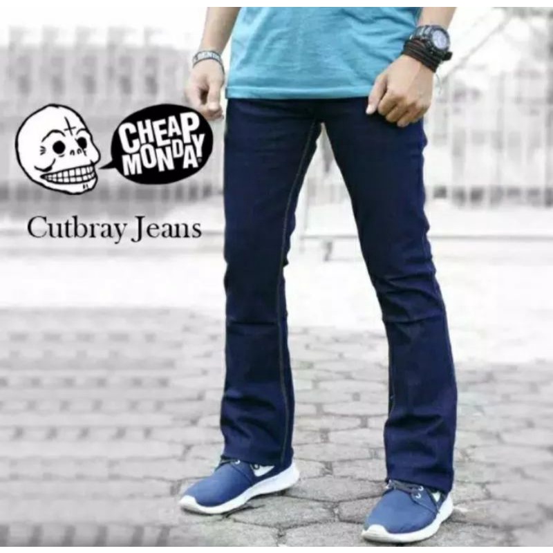 Celana Panjang Cutbray Pria Original Produk Bahan Jeans Lebar bawah 25cm