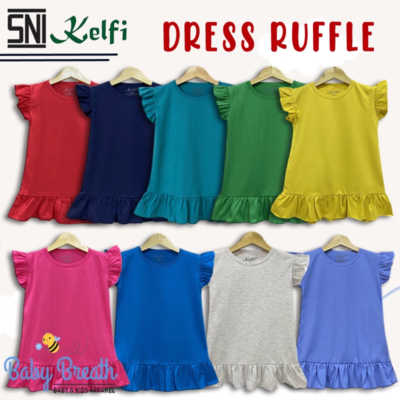 DRESS RUFFLE PELANGI ANAK USIA 2 - 6 TAHUN / DRESS DASTER ANAK PEREMPUAN KELFI
