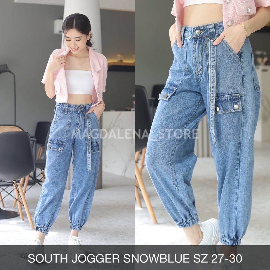 CELANA JOGGER JEANS WANITA - SOUTH JOGGER JEANS PINGGANG KARET WANITA