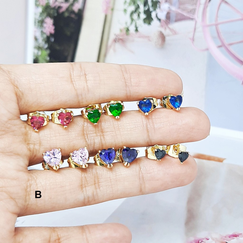 Anting Premium Solitaire Tusuk Emas Gold 5mm Batu Berlian Imitasi Xuping Asli - BE210