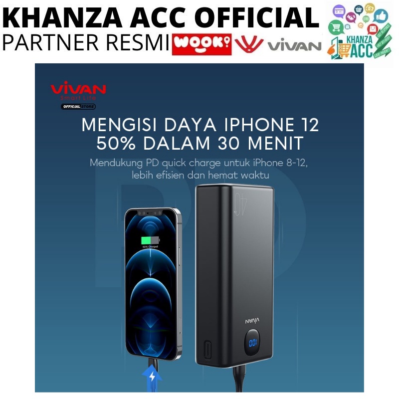 KHANZAACC VIVAN VPB-B40 PowerBank 40000mAh Power Delivery Quick Charge 3.0