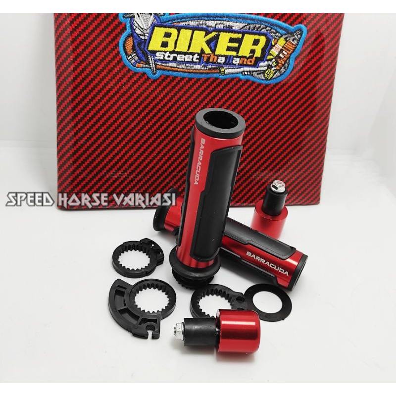 Paket 2 in 1 Handlegrip baracuda plus jok kulit biker  universal