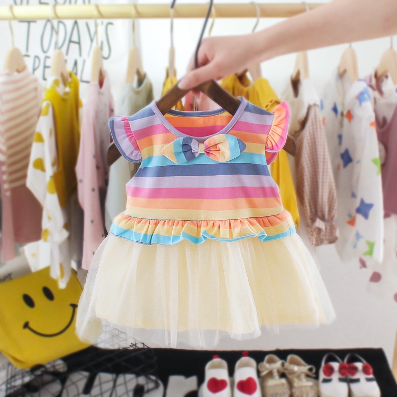 Dress Anak Perempuan Motif Tutu Rainbow Baju Anak 0-2 Thn