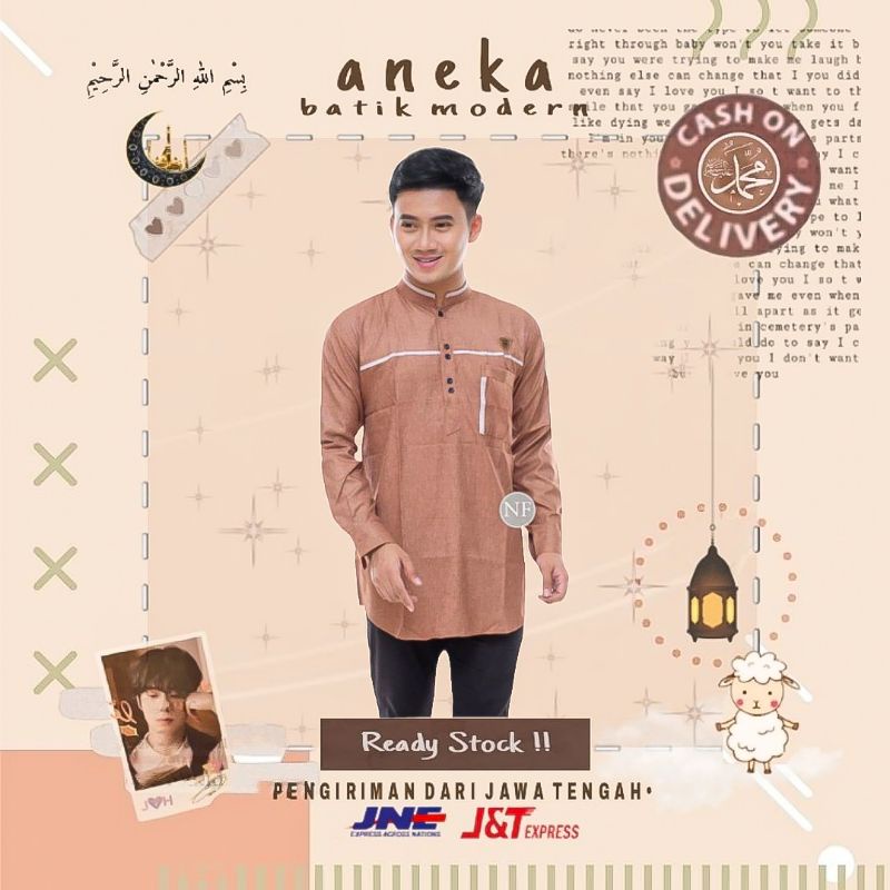 ATASAN BAJU KOKO KURTA MADINAH LENGAN PANJANG BROWN SERIES COKLAT MUDA COKSU KREM CREAM LATTE CARAME