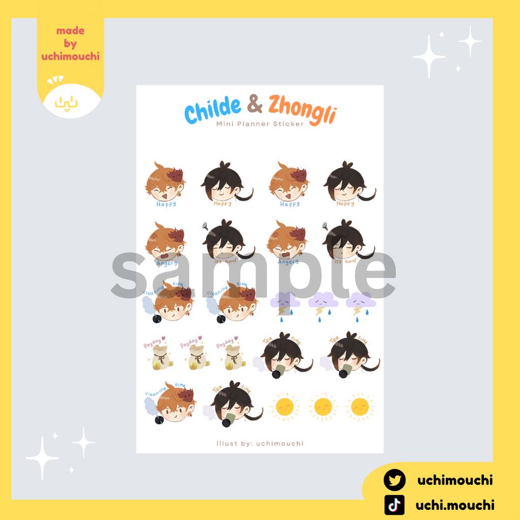 [CLEARANCE SALE] Genshin Impact - Childe Tartaglia & Zhongli Journal Sticker Sheet