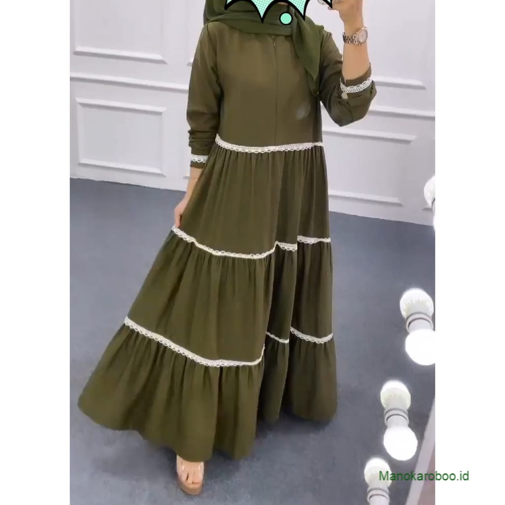 Gamis Terbaru/ Gamis Ceruty Babydoll Renda Susun/ Gamis Ceruty Babydoll