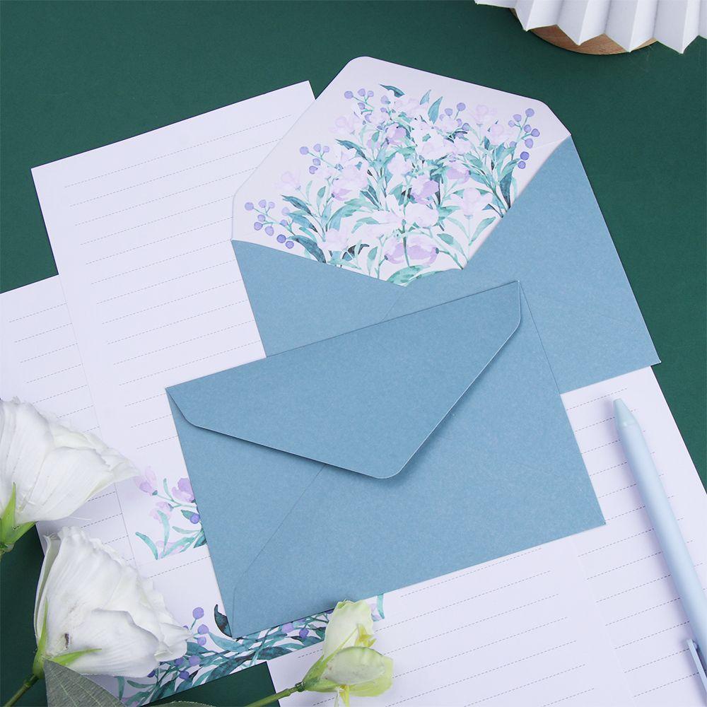 Suyo 6PCS/Set Amplop Surat Set Hadiah Kartu Undangan Ucapan Kantor Sekolah Motif Bunga