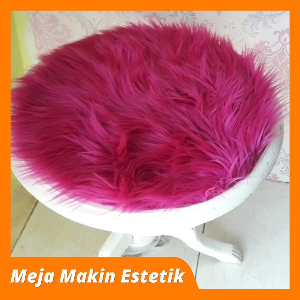 Alas Meja Bulat 50CM Bahan Bulu Korea Premium Aesthetic Kekinian Taplak Bulu Meja Kecil Bundar Panjang Lembut Meja Rias Ruang Tamu Belajar Harga Murah Warna Putih Abu Coklat Ungu Pink Merah