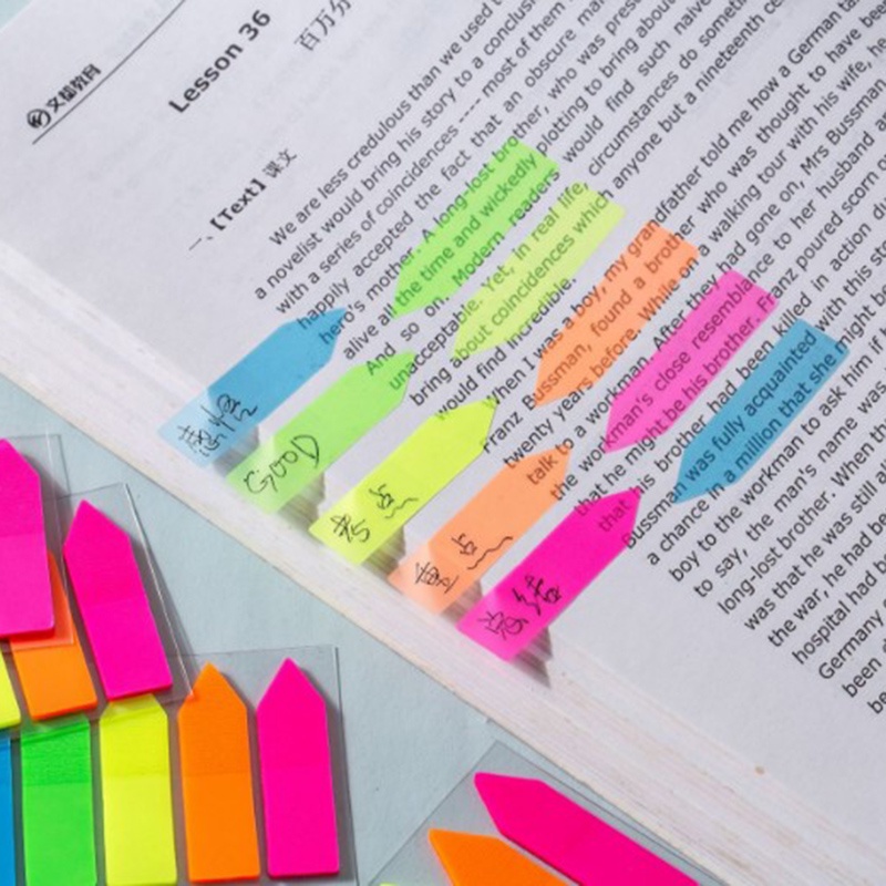 (LUCKID) 100 Lembar Sticky Notes Bentuk Panah Fluorescent