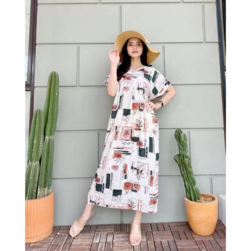 Daster RAYON  BUSUI  HABEL  SEMATA KAKI/SELUTUT  lengan pendek/Asli termurah-Long ORCHID