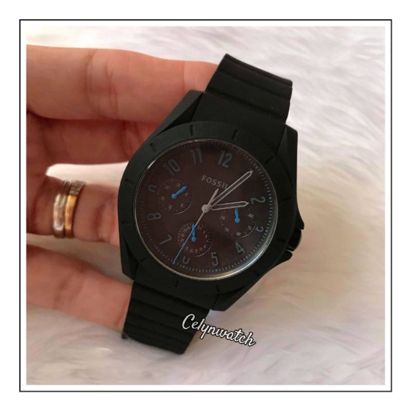 jam tangan pria fossil FS5222 strap rubber / karet black original